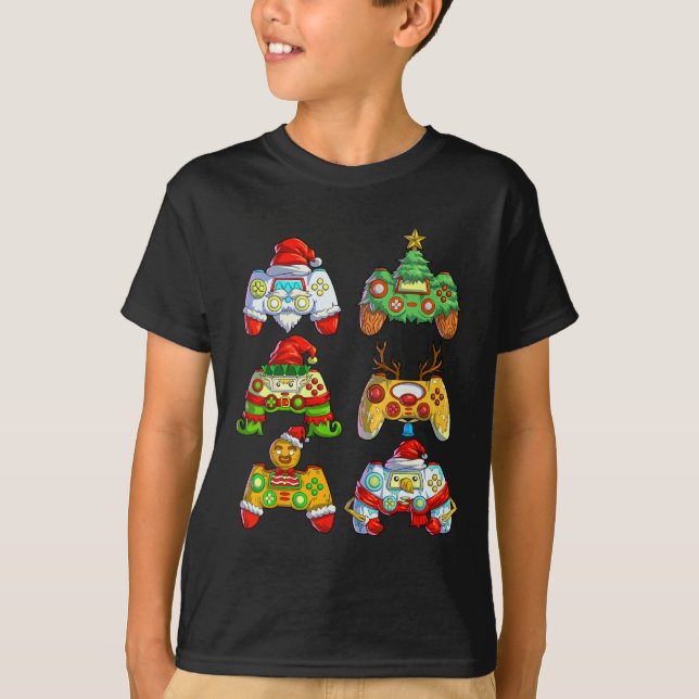 Christmas Video Game Controller Santa Hat Christma T-Shirt (Front)