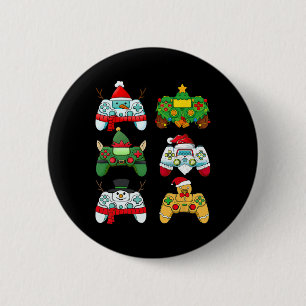 Christmas Video Game Controller Santa Hat Gamer Bo 6 Cm Round Badge