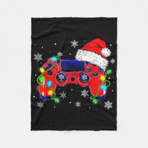 Christmas Video Game Controller Santa Hat Gamer Bo Fleece Blanket