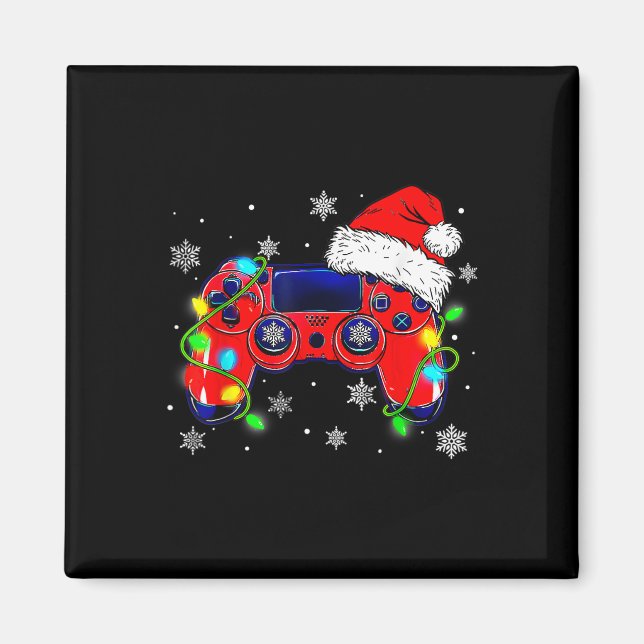 Christmas Video Game Controller Santa Hat Gamer Bo Magnet (Front)