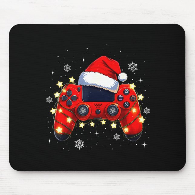 Christmas Video Game Controller Santa Hat Gamer Bo Mouse Mat (Front)