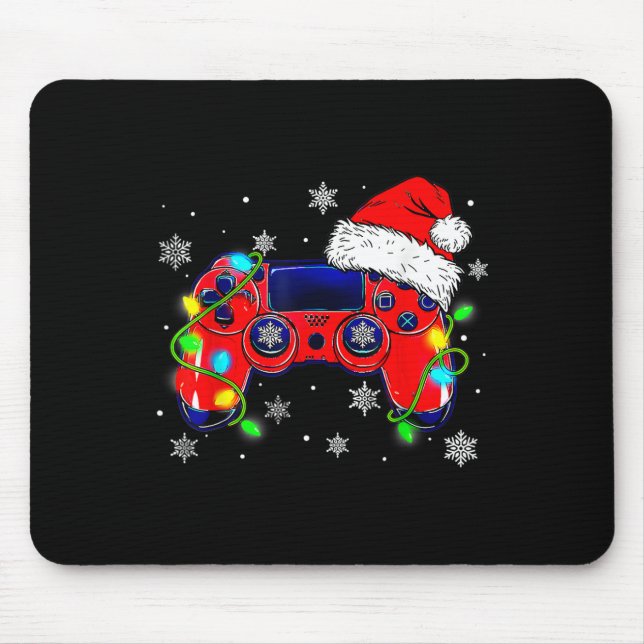 Christmas Video Game Controller Santa Hat Gamer Bo Mouse Mat (Front)