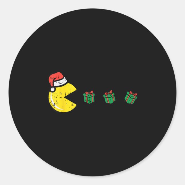 Christmas Video Game Eating Xmas Gamer Men Boys Ki Classic Round Sticker (Front)