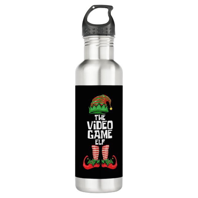 Christmas Video Game Elf 710 Ml Water Bottle (Front)