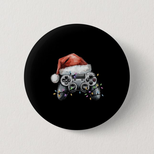Christmas Video Gamer Controller Xmas Gaming Men B 6 Cm Round Badge (Front)