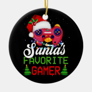 Christmas Video Gamer Santa's Favorite Gamer Gamep Ceramic Tree Decoration