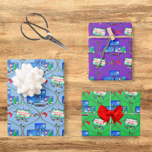 Christmas Video Games Pattern Wrapping Paper Sheet