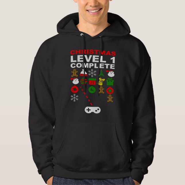Christmas Video Gaming Decoration Invaders Gamer Hoodie (Front)