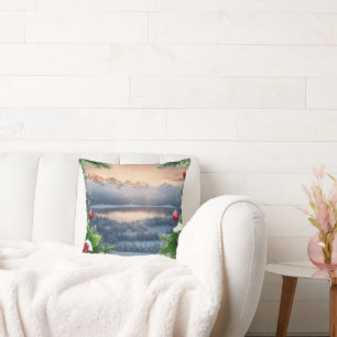 Christmas Vignette with Snow, Ice, and Lights Cushion