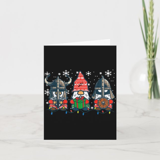 Christmas Viking Gnomes Funny Nordic Xmas Men Wome Card (Front)