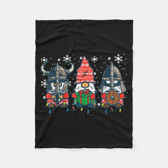 Christmas Viking Gnomes Funny Nordic Xmas Men Wome Fleece Blanket (Front)