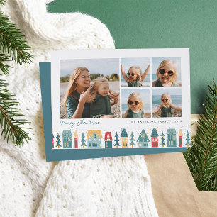 Christmas Village   5 Photo Collage Holiday Card
