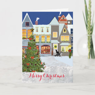 Christmas Village and Tree Greeting inside Card