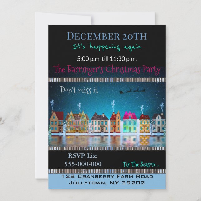 Christmas Village Annual Holiday Christmas Party Invitation (Front)