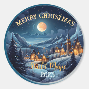 Christmas Village At Night  Classic Round Sticker