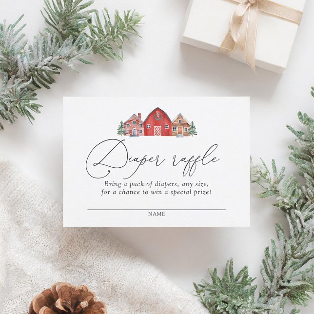 Christmas Village Baby Shower Diaper Raffle Ticket Enclosure Card (Creator Uploaded)
