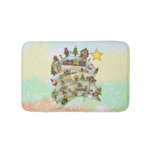 Christmas village bath mat