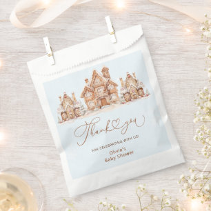 Christmas Village Blue Baby Shower Thank You Favour Bags