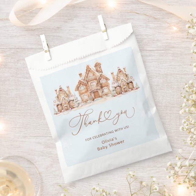 Christmas Village Blue Baby Shower Thank You Favour Bags (Clipped)
