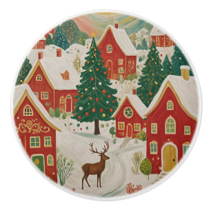 Christmas Village Ceramic Knob
