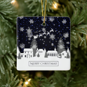 Christmas Village Ceramic Ornament