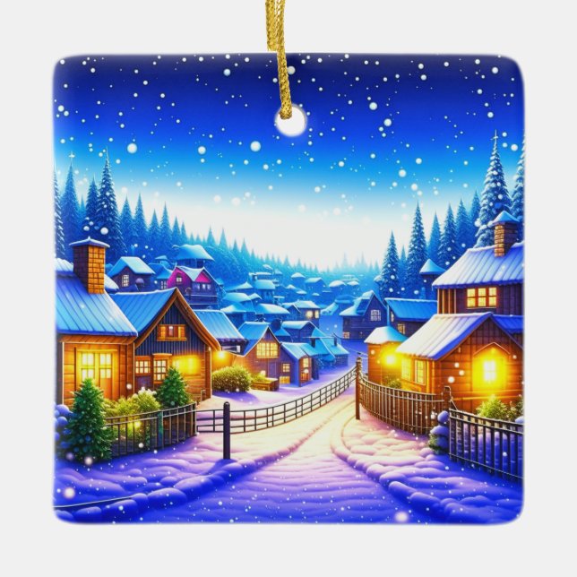 Christmas village ceramic ornament (Front)