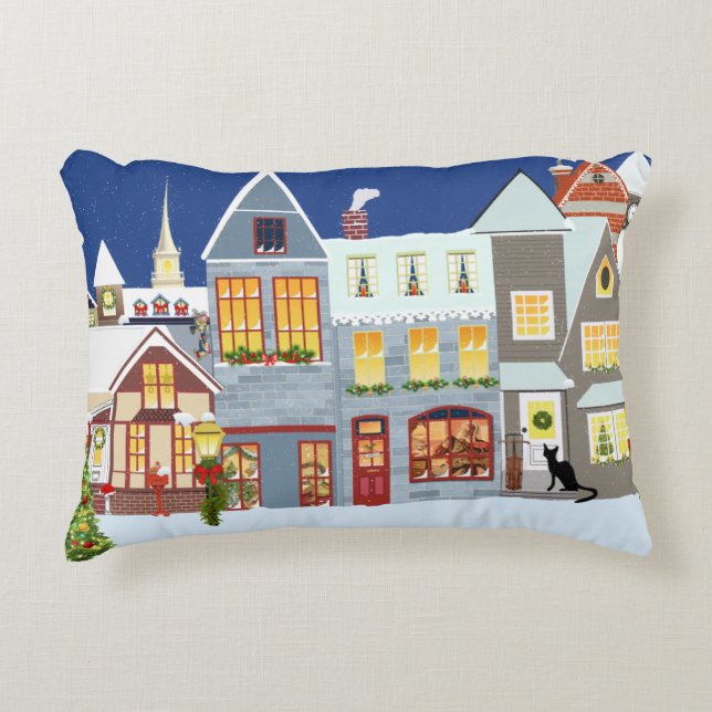 Christmas Village Decorative Cushion (Front)