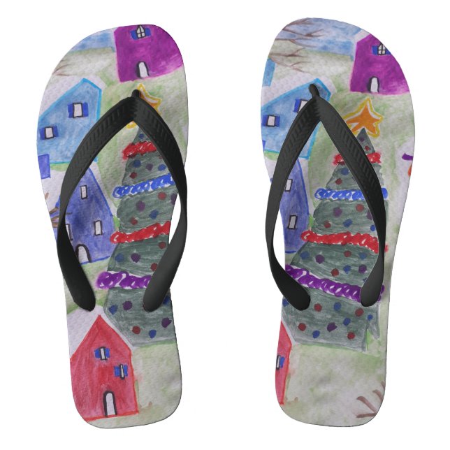 Christmas Village  Flip Flops (Footbed)