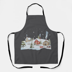 Christmas Village Holiday Farm Holiday Vintage Apron