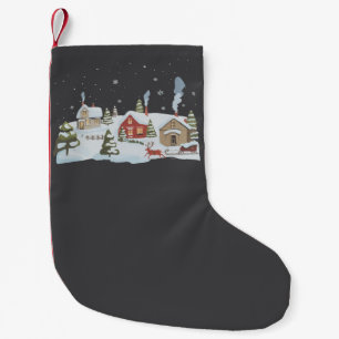 Christmas Village Holiday Farm Holiday Vintage Small Christmas Stocking