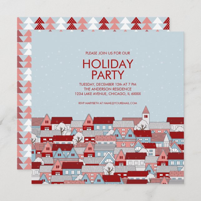 Christmas Village Holiday Party Invitation (Front/Back)