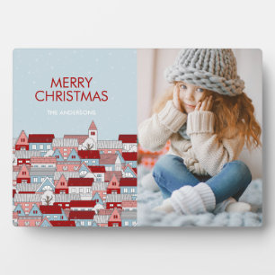 Christmas Village Holiday Photo Table Plaque