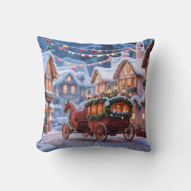 Christmas Village illustration Cushion (Front)