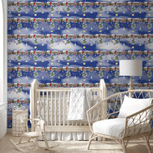 Christmas Village In the Moonlight Wallpaper