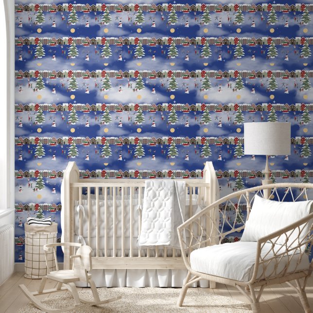 Christmas Village In the Moonlight Wallpaper (Kids)