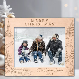 Christmas Village in Winter Etched Frames