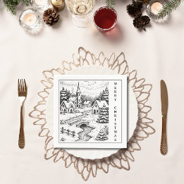 Christmas Village in Winter Napkin