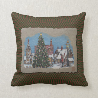 Christmas Village Lamplighter Cushion