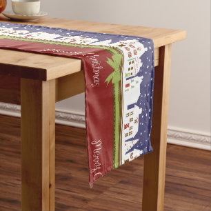 Christmas village long table runner