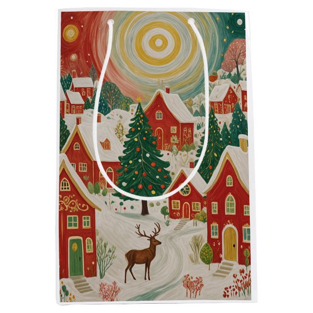 Christmas Village Medium Gift Bag (Front)