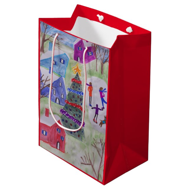 Christmas Village  Medium Gift Bag (Front Angled)