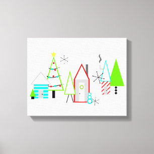 christmas village mid century modern canvas print