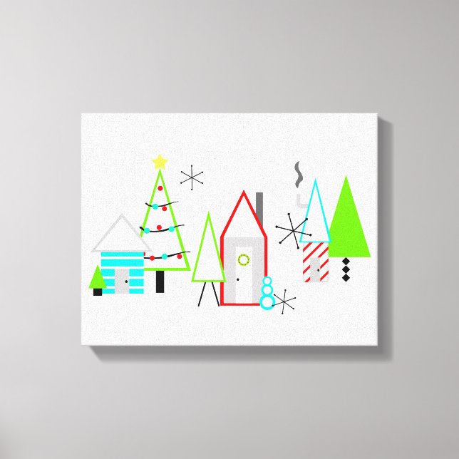 christmas village mid century modern canvas print (Front)