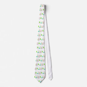 christmas village mid century modern tie