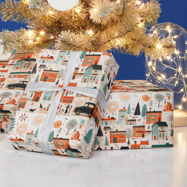 Christmas Village Mid Century Modern  Wrapping Paper (Holidays)
