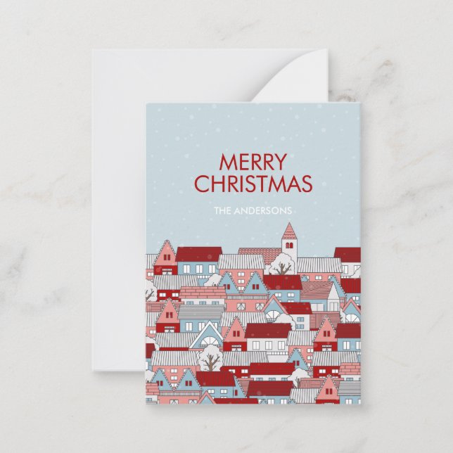 Christmas Village Mini Holiday Note Card (Front)