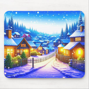 Christmas village mouse mat