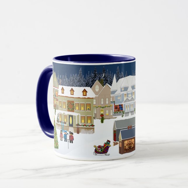christmas village mug (Front Left)