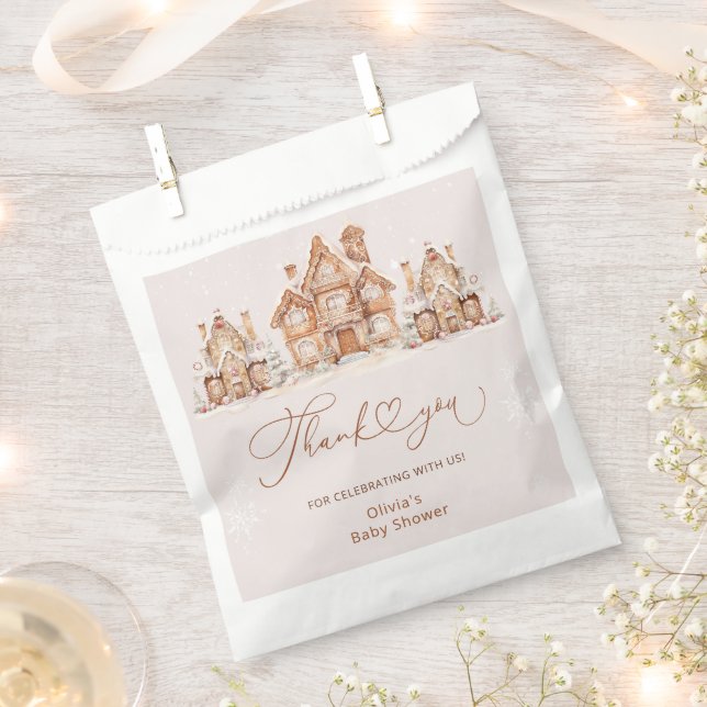 Christmas Village Neutral Baby Shower Thank You Favour Bags (Clipped)
