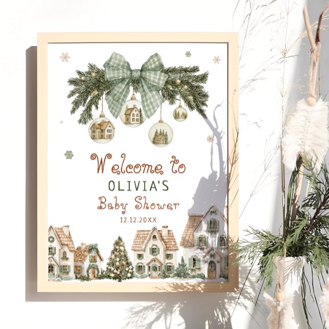 Christmas Village Neutral Baby Shower Welcome Poster (Creator Uploaded)